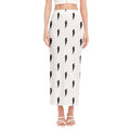 White And Black Lightning Pattern Print Side Slit Maxi Skirt