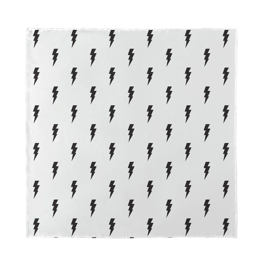 White And Black Lightning Pattern Print Silk Bandana