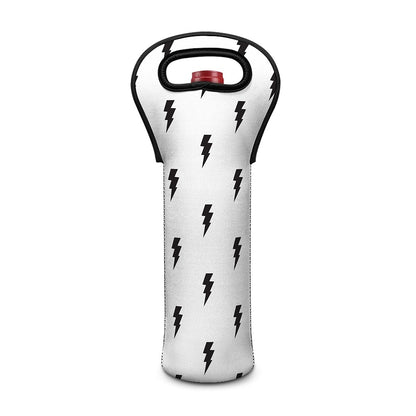White And Black Lightning Pattern Print Single Neoprene Wine Tote