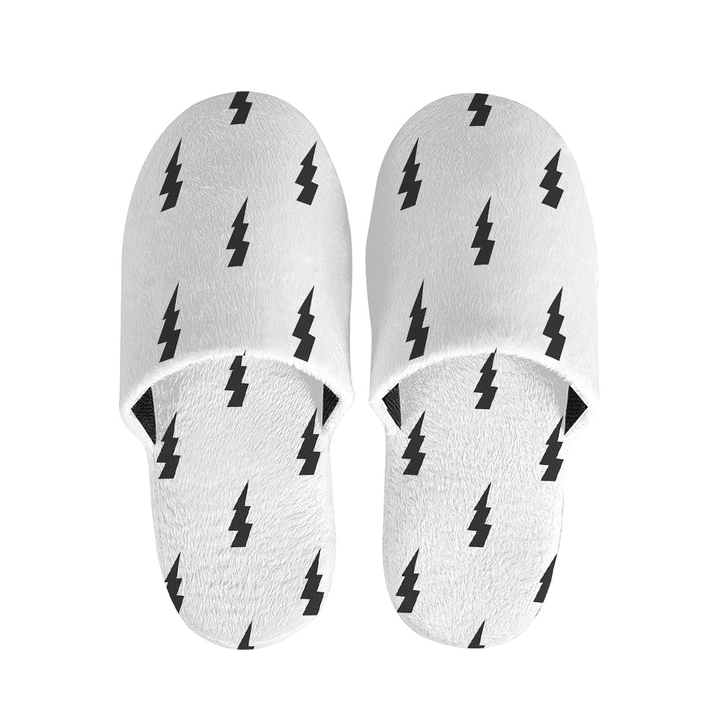 White And Black Lightning Pattern Print Slippers