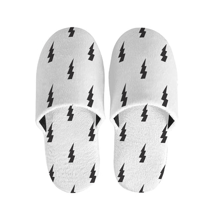 White And Black Lightning Pattern Print Slippers
