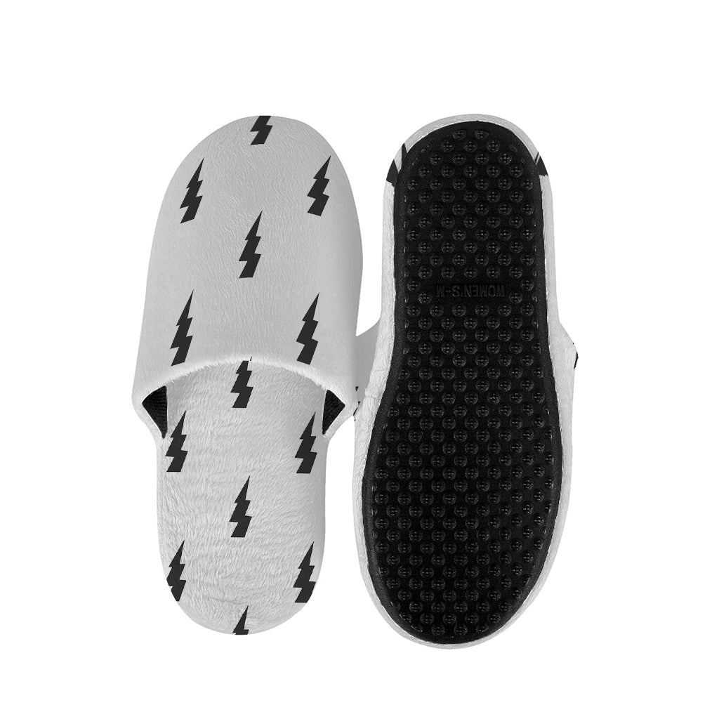 White And Black Lightning Pattern Print Slippers