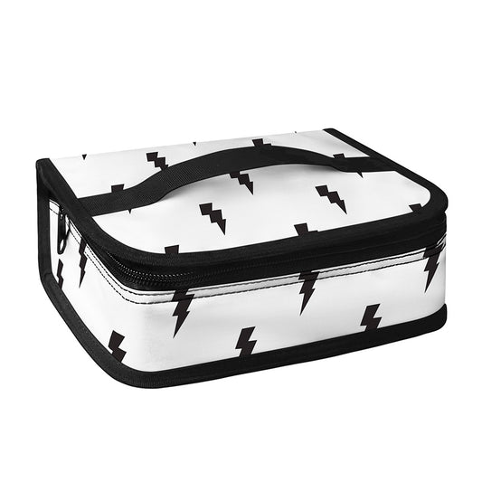 White And Black Lightning Pattern Print Small Lunch Bag