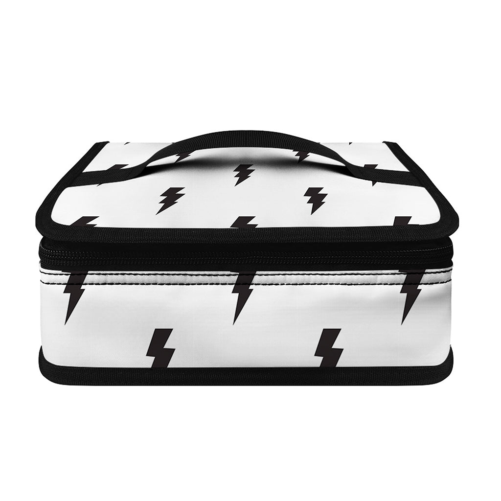White And Black Lightning Pattern Print Small Lunch Bag