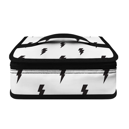 White And Black Lightning Pattern Print Small Lunch Bag