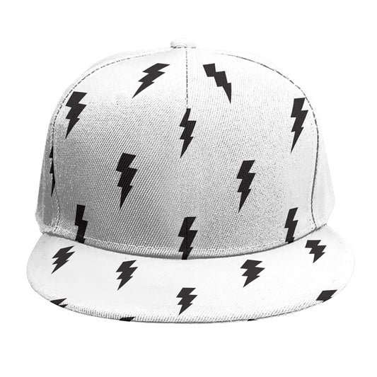 White And Black Lightning Pattern Print Snapback Cap