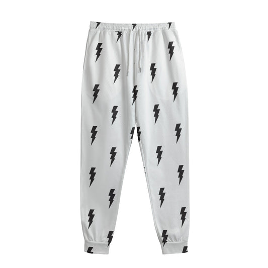 White And Black Lightning Pattern Print Sweatpants