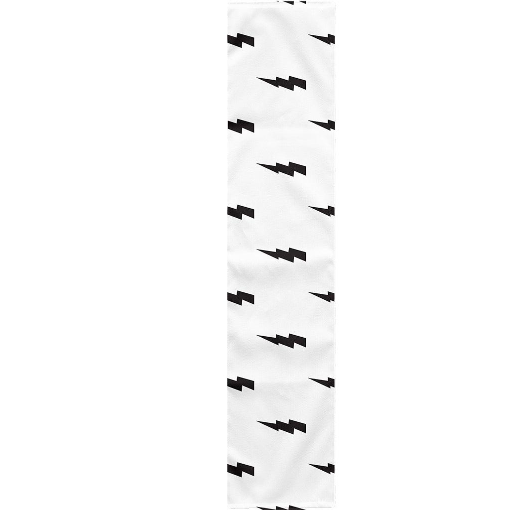 White And Black Lightning Pattern Print Table Runner