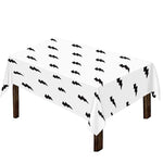 White And Black Lightning Pattern Print Tablecloth