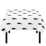 White And Black Lightning Pattern Print Tablecloth