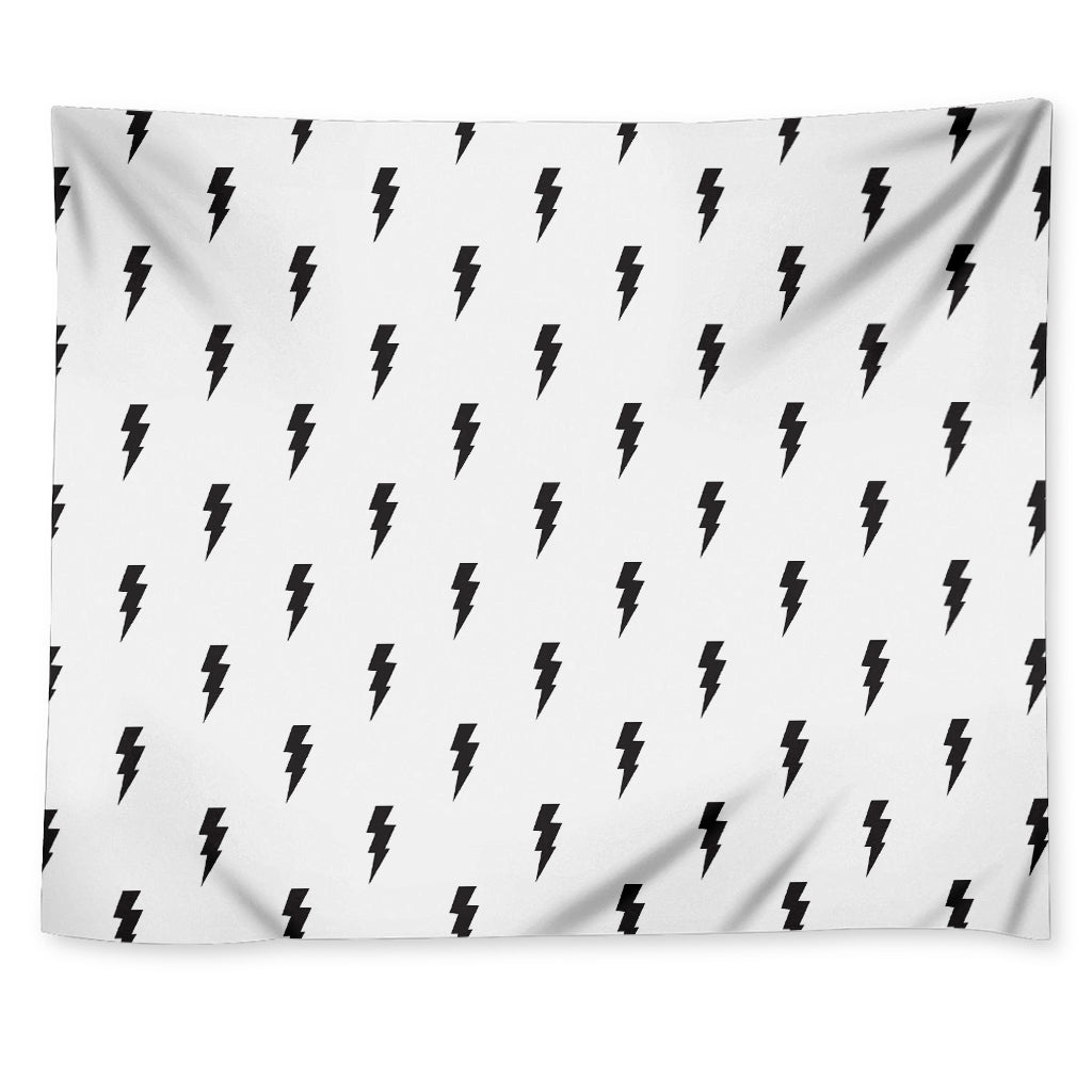 White And Black Lightning Pattern Print Tapestry
