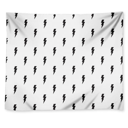 White And Black Lightning Pattern Print Tapestry