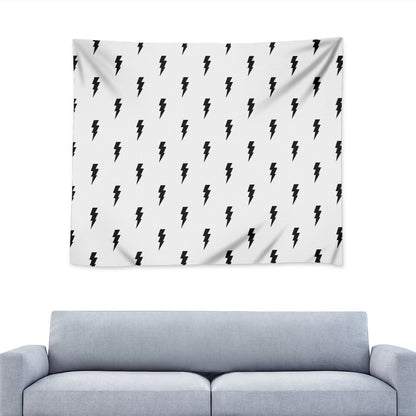 White And Black Lightning Pattern Print Tapestry