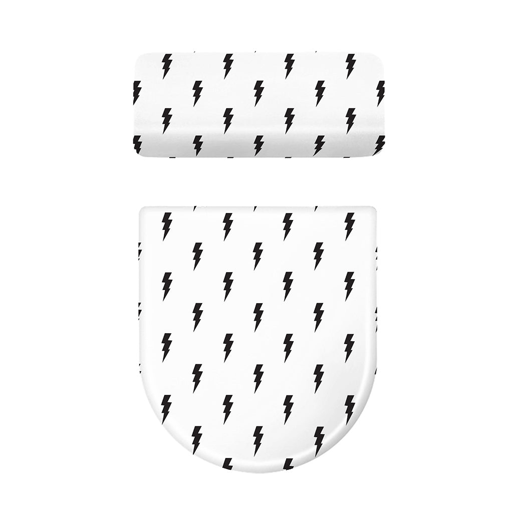 White And Black Lightning Pattern Print Toilet Lid And Tank Cover Set