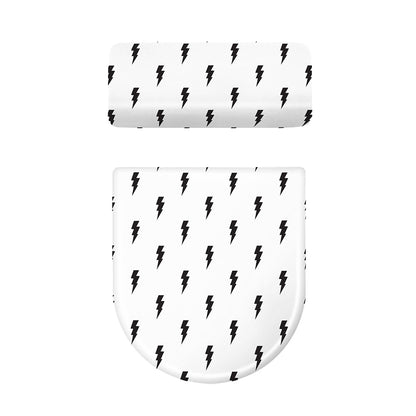 White And Black Lightning Pattern Print Toilet Lid And Tank Cover Set