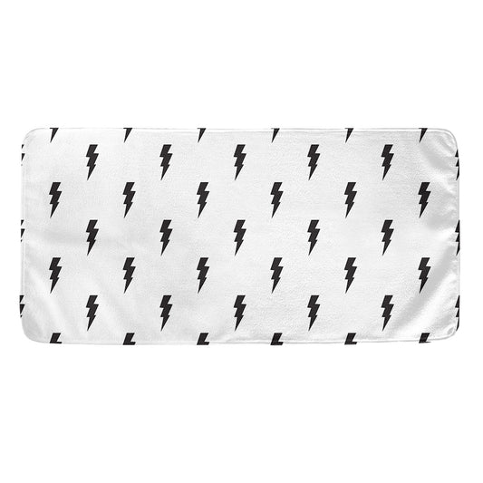 White And Black Lightning Pattern Print Towel
