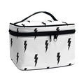 White And Black Lightning Pattern Print Travel Makeup Bag