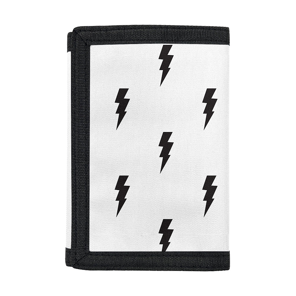 White And Black Lightning Pattern Print Trifold Wallet
