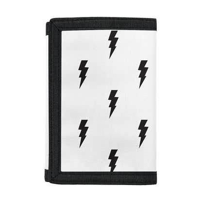 White And Black Lightning Pattern Print Trifold Wallet