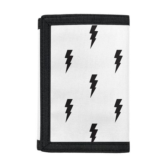 White And Black Lightning Pattern Print Trifold Wallet