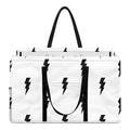 White And Black Lightning Pattern Print Utility Tote Bag