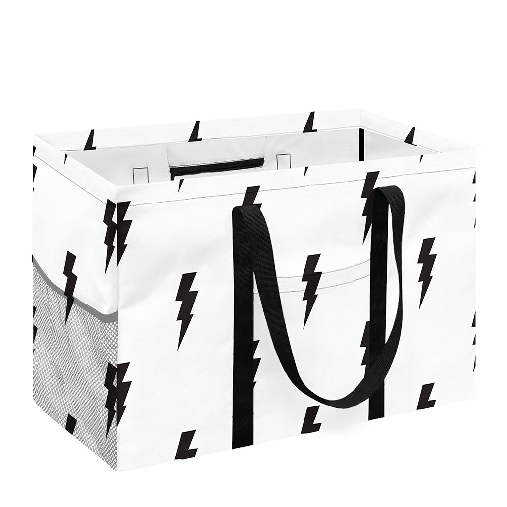 White And Black Lightning Pattern Print Utility Tote Bag