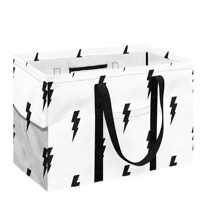 White And Black Lightning Pattern Print Utility Tote Bag