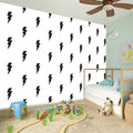 White And Black Lightning Pattern Print Wall Sticker