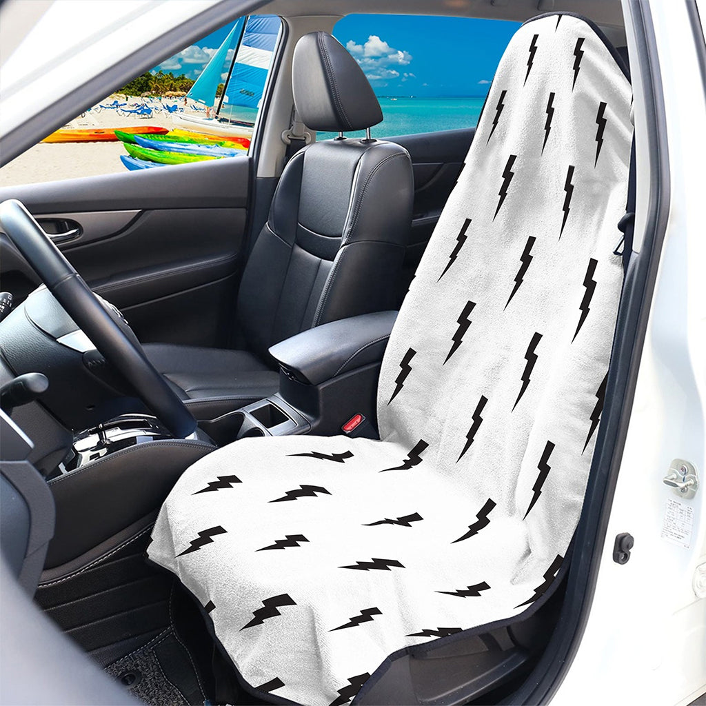 White And Black Lightning Pattern Print Waterproof Car Seat Cover