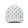White And Black Lightning Pattern Print White Mesh Trucker Hat