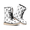 White And Black Lightning Pattern Print Winter Boots