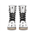White And Black Lightning Pattern Print Winter Boots