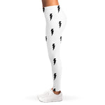 White And Black Lightning Pattern Print Women's Leggings