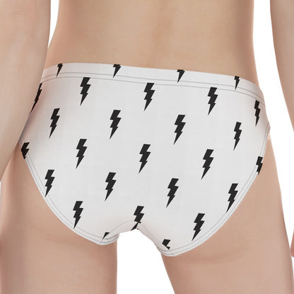 White And Black Lightning Pattern Print Women's Panties