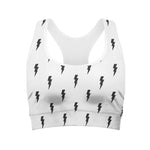 White And Black Lightning Pattern Print Women's Sports Bra