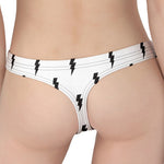 White And Black Lightning Pattern Print Women's Thong