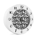 White And Black Lily Pattern Print Alarm Clock