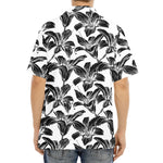White And Black Lily Pattern Print Aloha Shirt