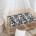 White And Black Lily Pattern Print Baby Crib Sheet