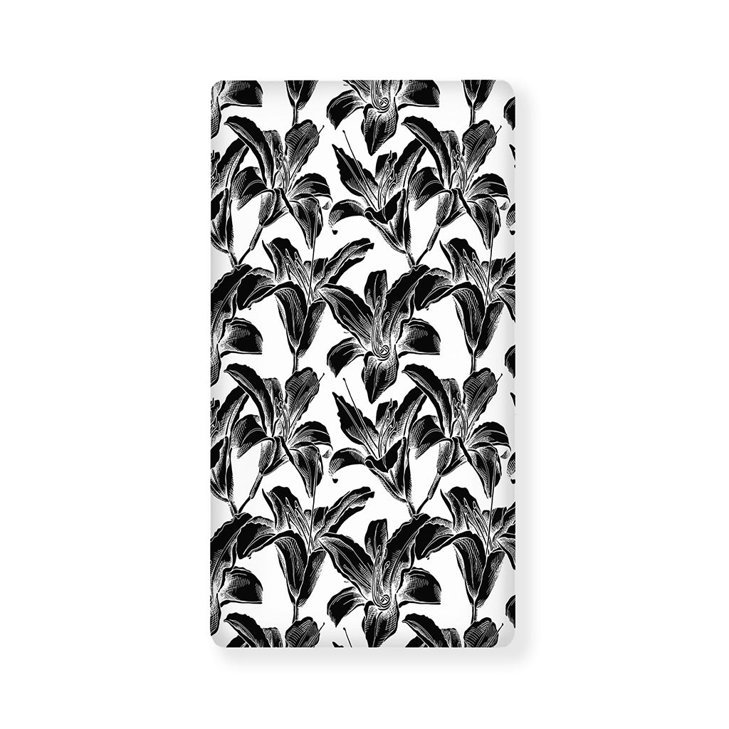 White And Black Lily Pattern Print Baby Crib Sheet