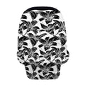 White And Black Lily Pattern Print Baby Seat Cover