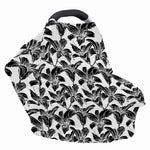 White And Black Lily Pattern Print Baby Seat Cover