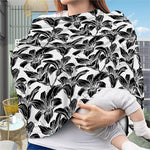 White And Black Lily Pattern Print Baby Seat Cover