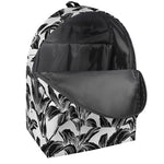 White And Black Lily Pattern Print Backpack