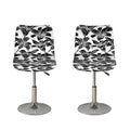 White And Black Lily Pattern Print Bar Stool Covers