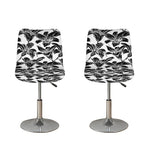 White And Black Lily Pattern Print Bar Stool Covers