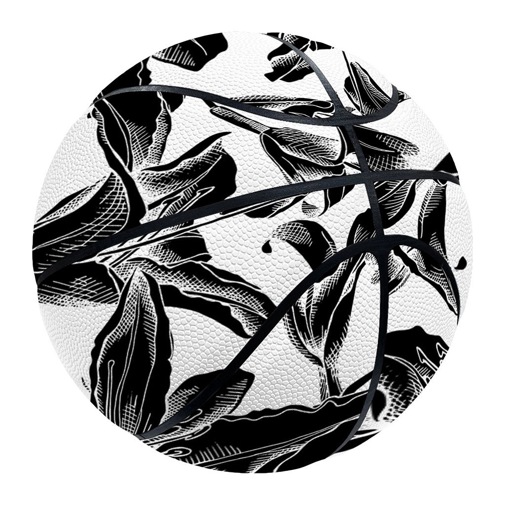 White And Black Lily Pattern Print Basketball