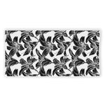 White And Black Lily Pattern Print Beach Towel