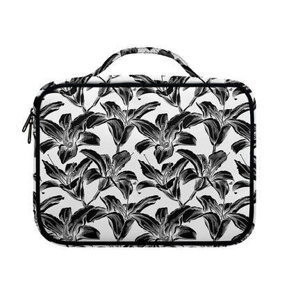 White And Black Lily Pattern Print Briefcase Bible Bag