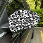 White And Black Lily Pattern Print Car Side Mirror Covers